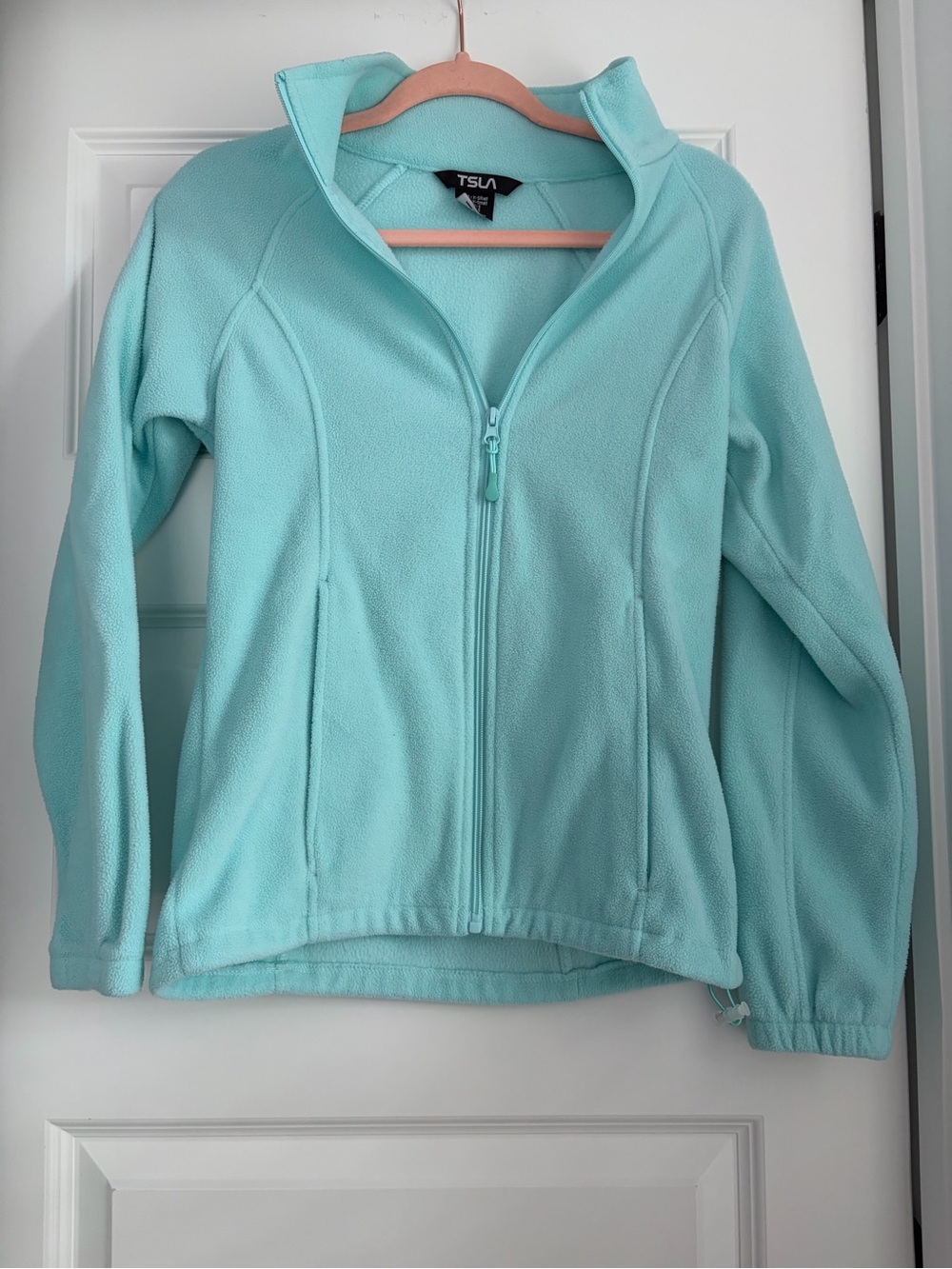 TSLA Women's Light Aqua Full-Zip Fleece Jacket